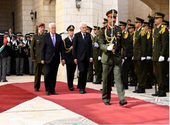 الرئيس يستقبل نظيره الإيطالي في قصر الرئاسة ببيت لحم