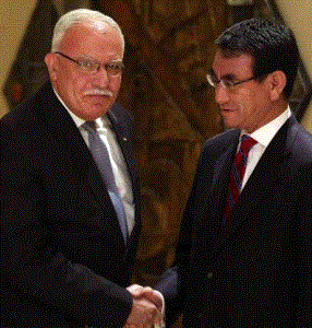 المالكي يطلع نظيره الياباني على تطورات القضية الفلسطينية